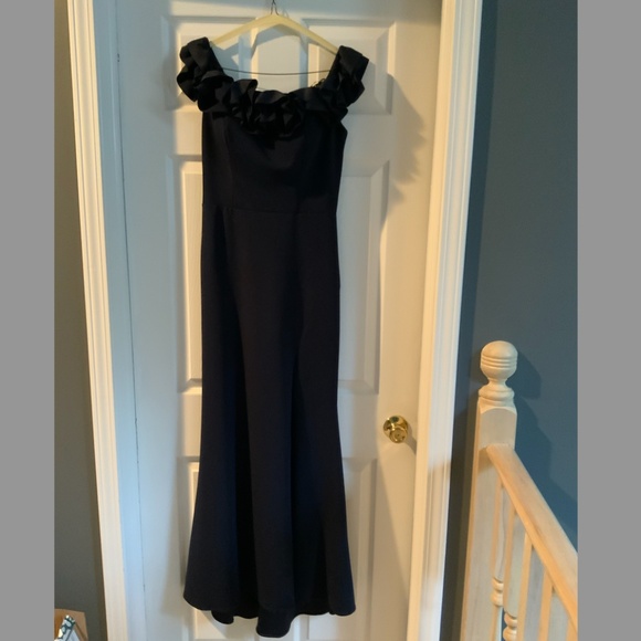 AQUA Ruffled Off the Shoulder Formal Dress - Picture 4 of 4
